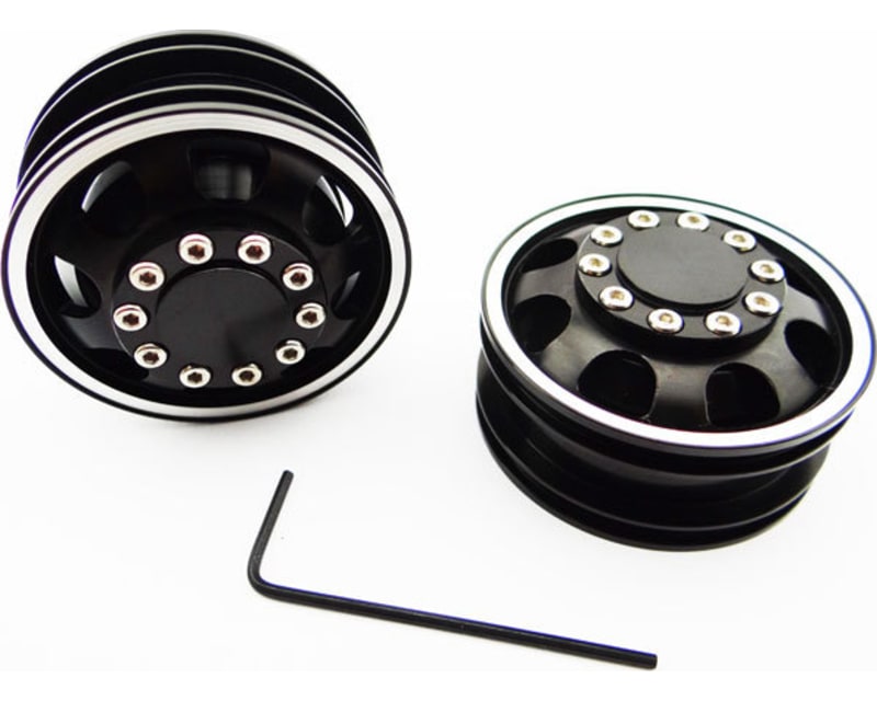 Black Aluminum 1/14 Tamiya Tractor Front Wheels