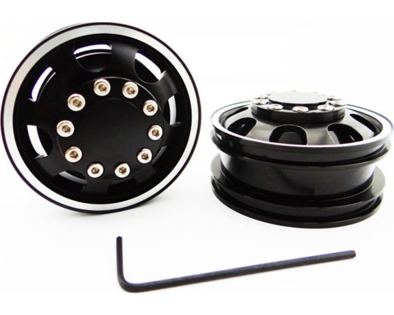 Black Aluminum 1/14 Tamiya Tractor Front Wheels