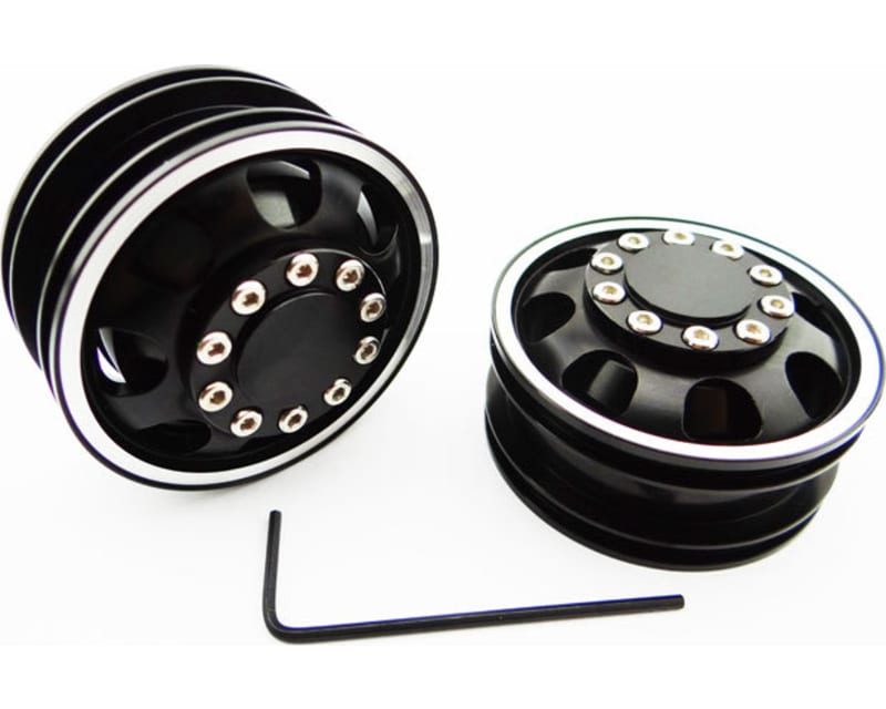 Black Aluminum 1/14 Tamiya Tractor Front Wheels