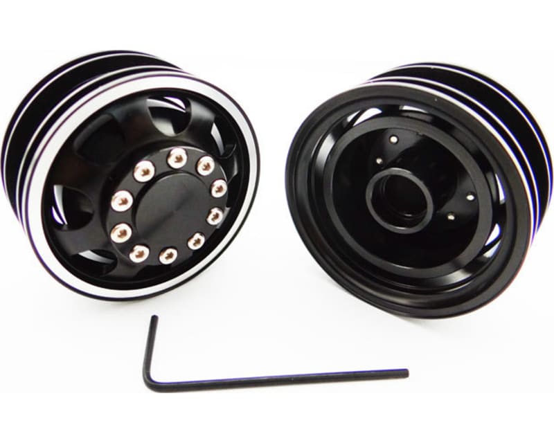 Black Aluminum 1/14 Tamiya Tractor Front Wheels