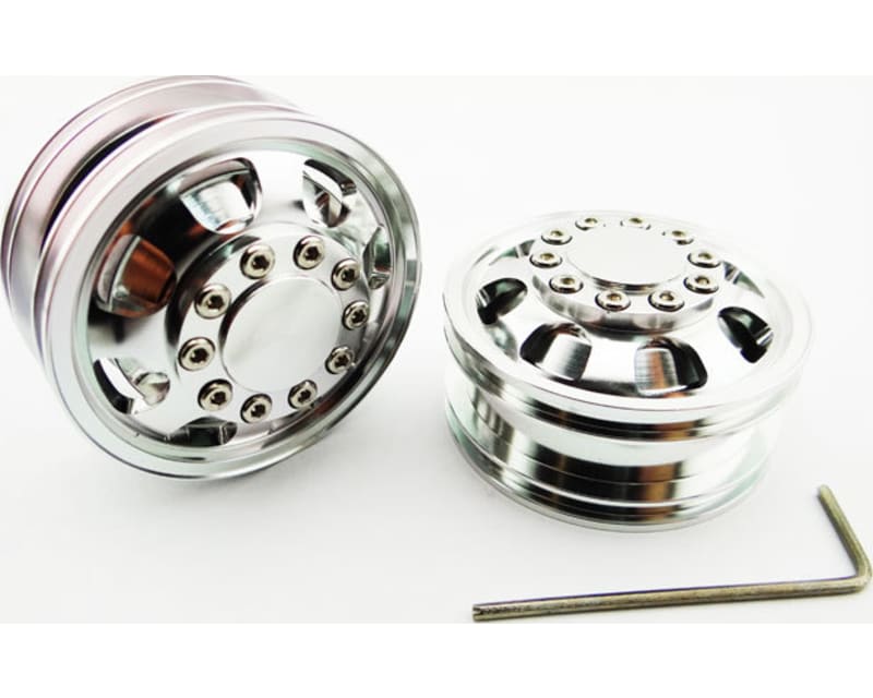 Silver Aluminum 1/14 Tamiya Tractor Front Wheels