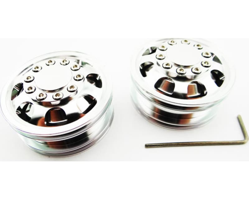Silver Aluminum 1/14 Tamiya Tractor Front Wheels
