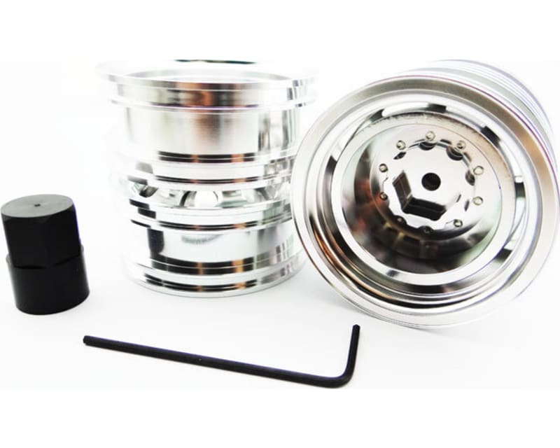 Tap to zoom Silver Aluminum 1/14 Tamiya Tractor Rear Wheels
