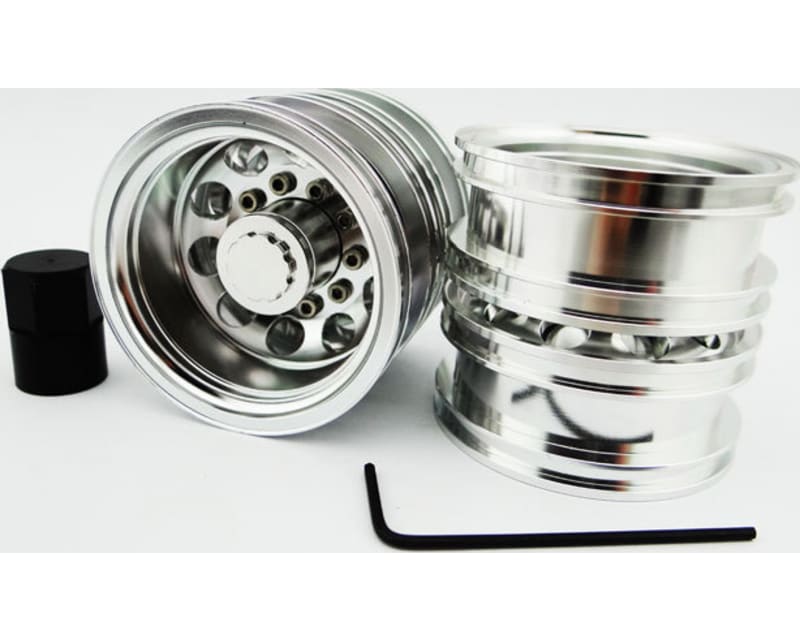 Silver Aluminum 1/14 Tamiya Tractor Rear Wheels