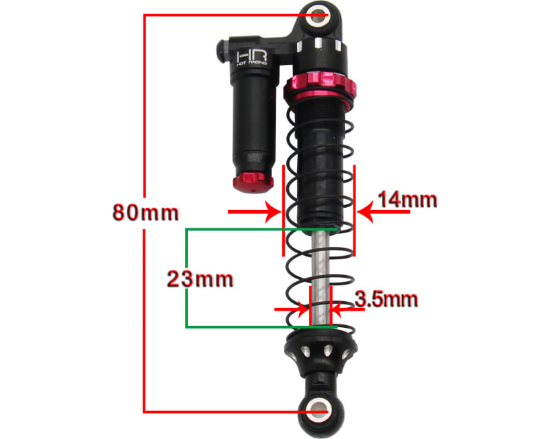 Black 80mm Adjustable Piggyback Shocks UTB18