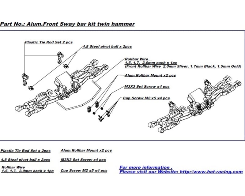Aluminum Front Sway Bar Kit Twin Hammers