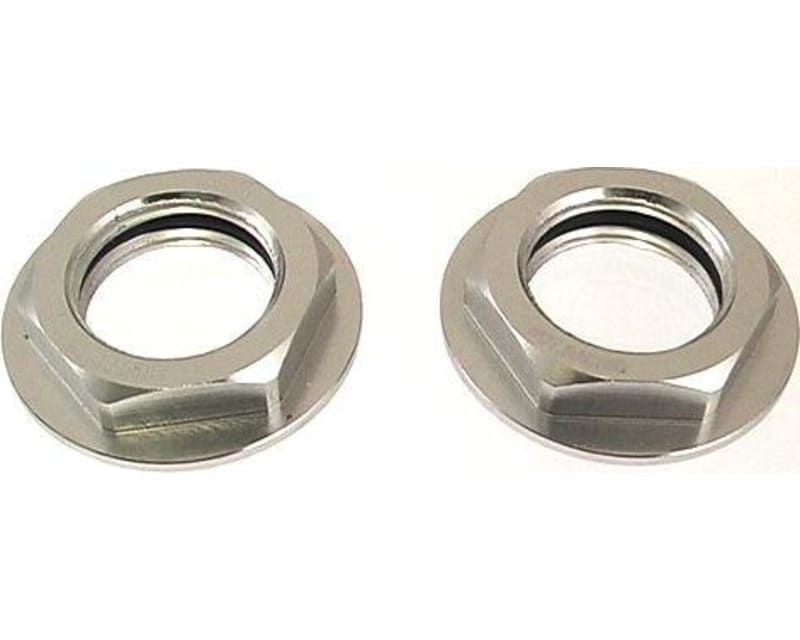 discontinued Aluminum Silver Flanged M17 23mm Hex Lock Nut (2)