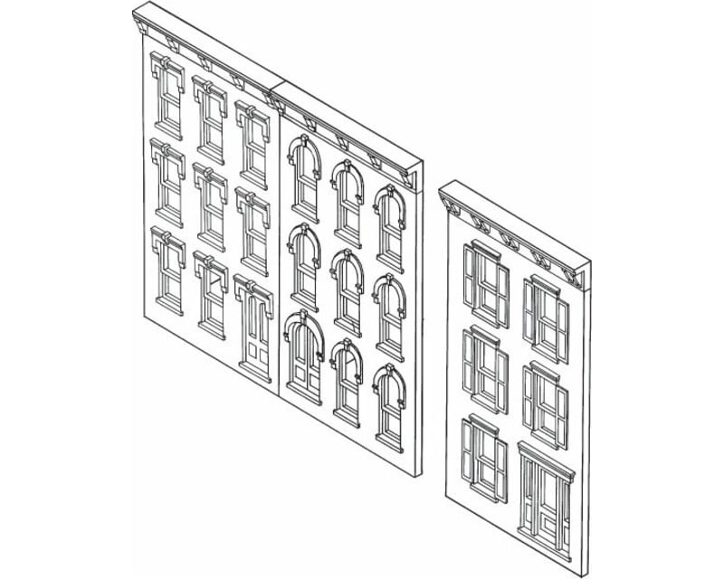 1/87 Townhouse Flats - 3 Fronts Only - HO Scale Kit