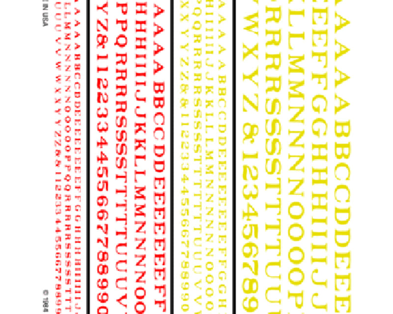 Railroad Roman Letters Red/Yellow