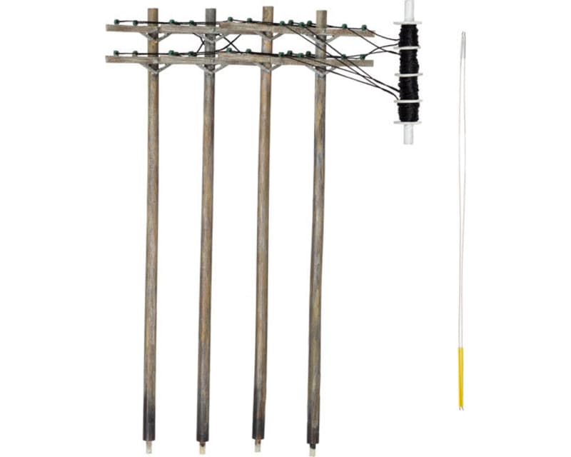 HO Wired Poles Double Crossbar