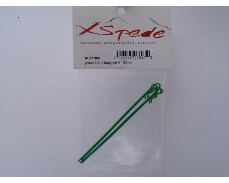 Green bent Body Clips 105mm long 1.2mm wire (10)