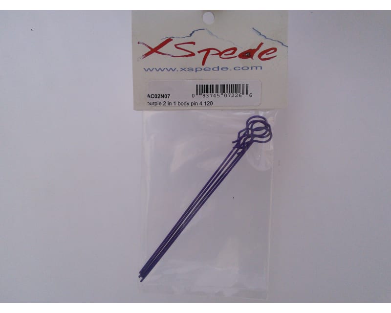 Purple bent Body Clips 122.6mm long 1.3mm wire (4)