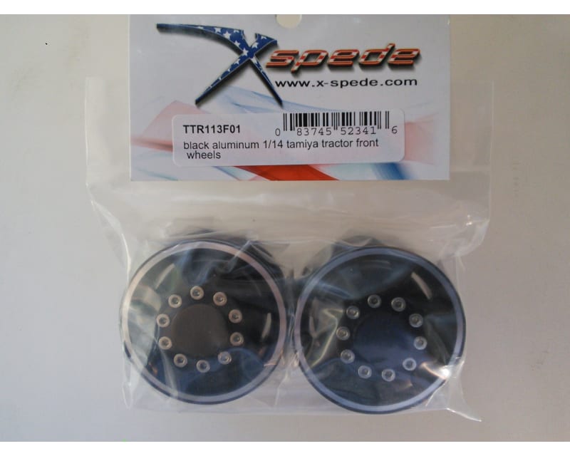 Black Aluminum 1/14 Tamiya Tractor Front Wheels