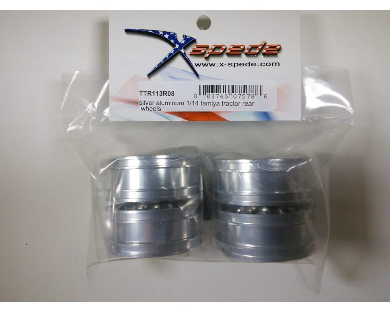 Tap to zoom Silver Aluminum 1/14 Tamiya Tractor Rear Wheels