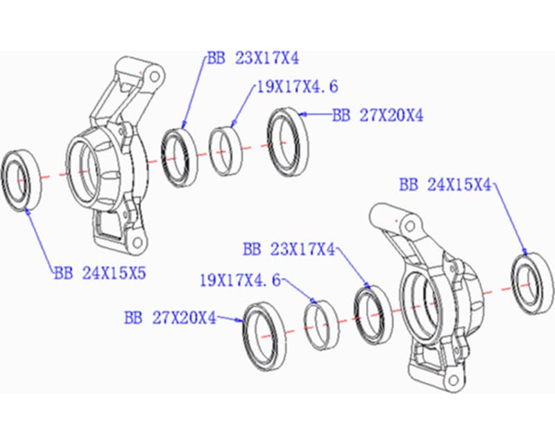 Aluminum Bearing Rear Hubs Stub Axle Carriers Tra