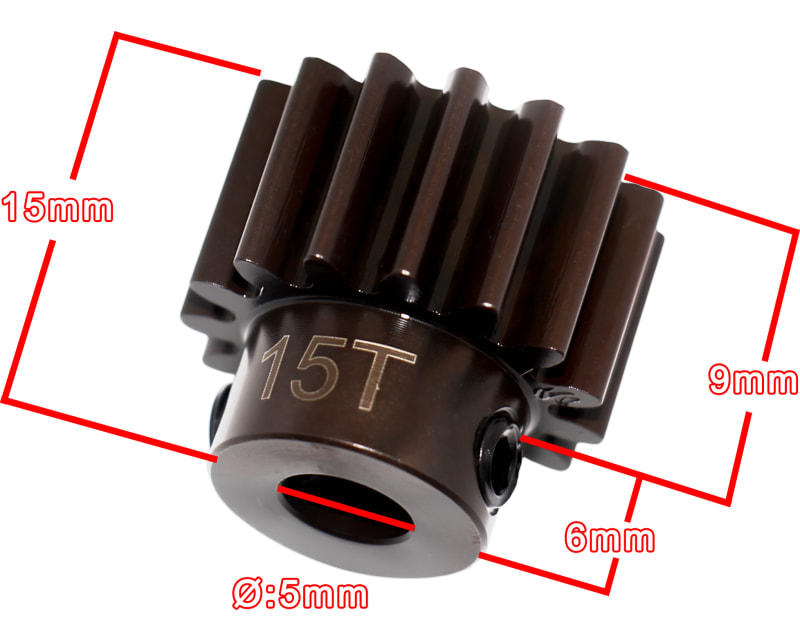 15T EHD Steel Mod 1 Pinion Gear 5mm