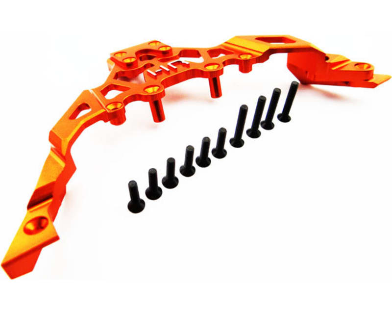 Tap to zoom Aluminum Front Upper Chassis Bulkhead Clip (Orange) - Axial Yeti