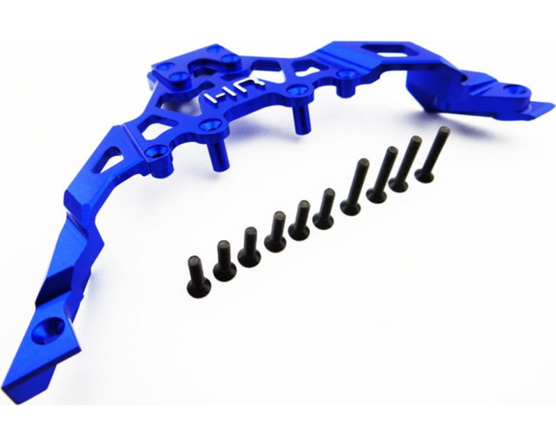 Tap to zoom Aluminum Front Upper Chassis Bulkhead Clip (Blue) - Axial Yeti