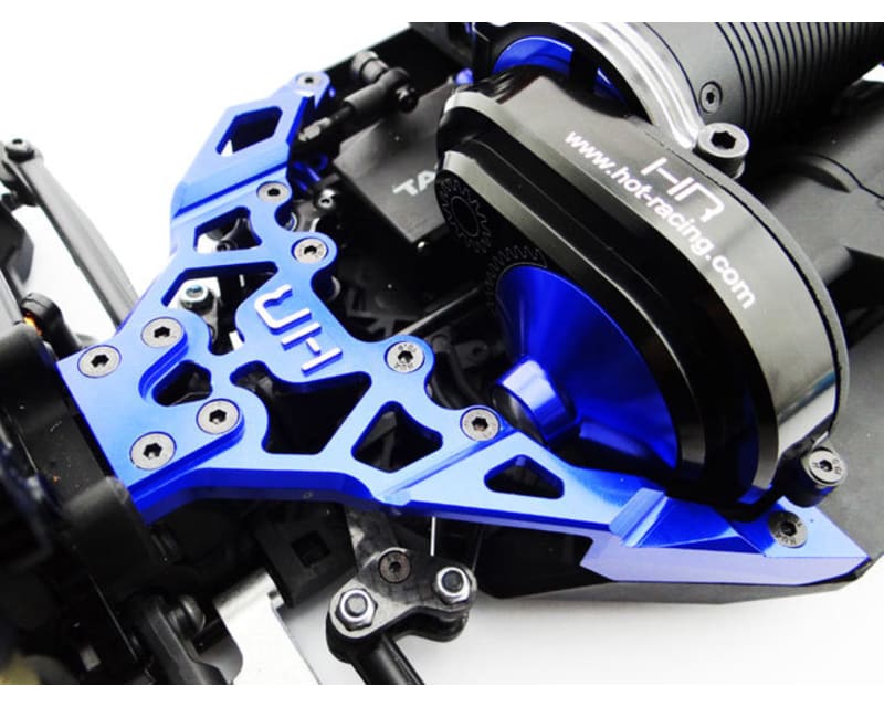 Tap to zoom Aluminum Front Upper Chassis Bulkhead Clip (Blue) - Axial Yeti