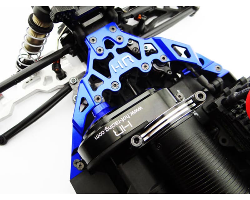 Tap to zoom Aluminum Front Upper Chassis Bulkhead Clip (Blue) - Axial Yeti