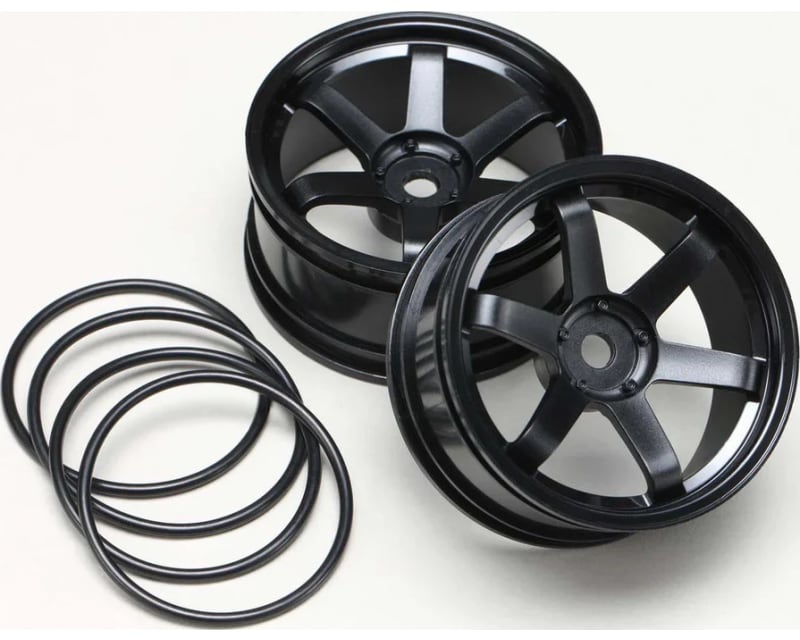 6-Spoke Drift Wheels (Black) (2) (5mm Offset)