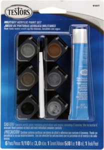Testors TES9101T - 6 Piece Paint Pod Set W/ Cement - Military