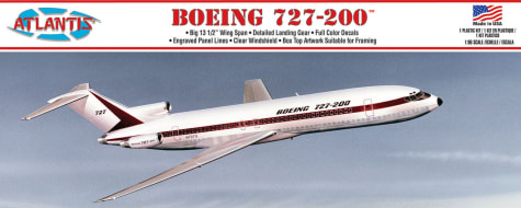 Atlantis Models AAN6005 - 1/96 Scale Boeing 727 Airliner Plastic Model Kit Boeing Markings