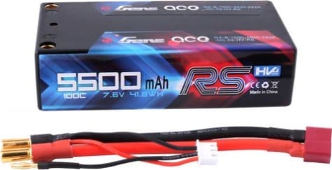 Gens Ace GAB4206 - 5500mah 7.6v 100c 2s2p Hardcase Hv Shorty Lipo 5mm