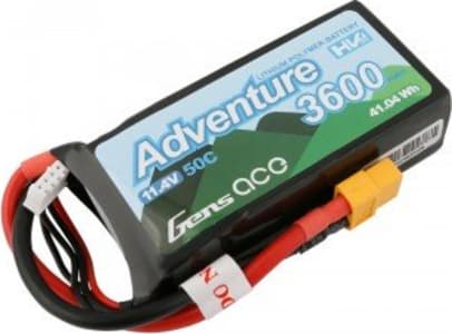 Gens Ace GEA36003S50X6 - discontinued 11.4V 3600mAh 3S1P 50C Adventure Lipo Battery:XT60