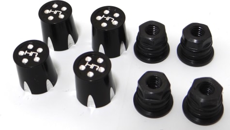 Hot Racing ACC74MB01 - discontinued Aluminum Wheel Nut Caps and M4 Nuts (Black)(4) - Fl