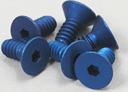 Associated ASC6939 - 4-40x1/4in Blue Aluminum FHCS Flat Head Cap Screws (6)
