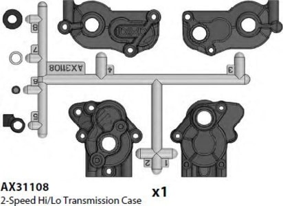 Axial Racing AXIC1108 - AX31108 2-Speed Hi/Lo Transmission Case Yeti