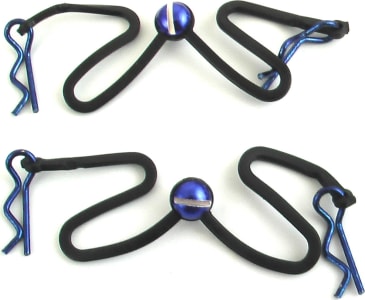 Hot Racing BWP123B06 - discontinued Body Clips with Fastened Rubber Leash (Blue)