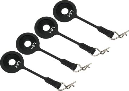 Hot Racing BWP133B08 - Chrome Body Clips Rubber Leash with Block Body Washer