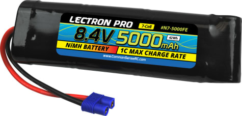 Common Sense RC CMSN7-5000FE - Lectron Pro NiMh 8.4V (7-cell) 5000mAh Flat Pack with EC3