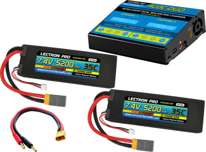Common Sense RC CMSPP-019 - Acdc-Duo Charger + 2 X 7.4v 5200mah 35c W/ Xt60 + Gray Adapter