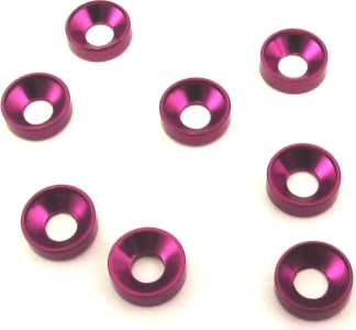Hot Racing CW36807 - discontinued Purple Aluminum 3mm Countersunk Washer (8)