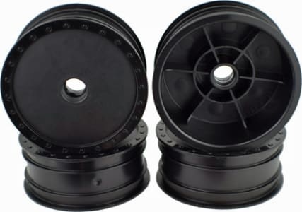 DE Racing DER-BB4-AFB - Borrego Wheels for Associated B4 / Bearing / Front / Black / 4pc