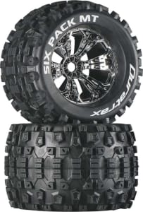 Duratrax DTXC3585 - Six Pack MT 3.8 inch Mounted 1/2 inch Offset Chrome (2