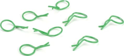 Dynamite DYN5554 - Green bent Body Clips 27.2mm long 1.4mm wire (8)