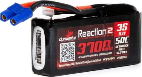 Dynamite DYNB37353 - Reaction2 11.1v 3700mah 3s 50c LiPo: 96mm Ec3