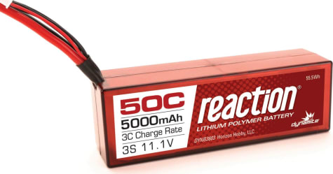 Dynamite DYNB3803D - Reaction 11.1v 5000mah 3s 50c Lipo Hardcase: T-plug