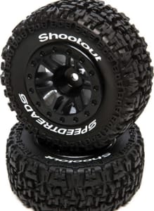 Dynamite DYNW5125 - SpeedTreads Shootout SC Mounted Black: TRA Slash Front 2
