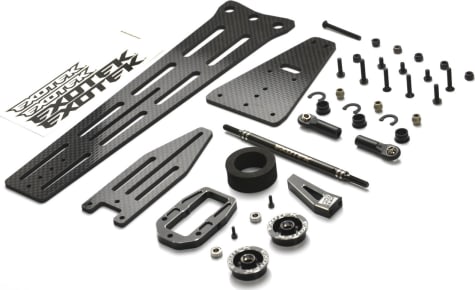Exotek EXO2104 - Dr10m Pro Wheelie Bar Set 3mm Cf with Single Wheel Style
