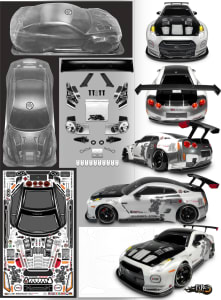 FireBrand RC FBR1BDYNET189 - Netsu Redsun Type GTR Scale Body Kit 200mm Clear