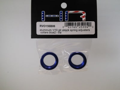 Hot Racing RVO156B06 - Aluminum 1:10 GTR Shock Spring Adjusters Collars (Blue)(2) - Tra