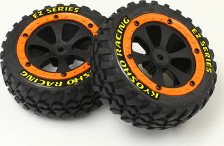 Kyosho KYOEZ002OR - Tire&WheelSet w/Orange Flange(