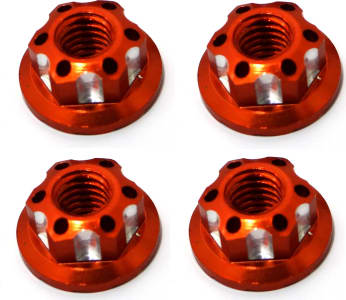 X-Spede LN4X03 - Orange Aluminum M4 Serrated Wheel Nuts