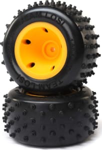 Losi LOS41031 - 6 Row Rear Tires Mounted Orange 2 : Mini JRXT