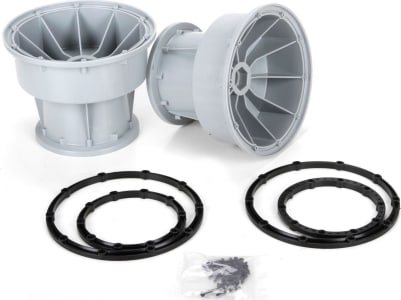 Losi LOS45013 - discontinued Silver Wheel & Black Bead Lock Rings 2 : MTXL